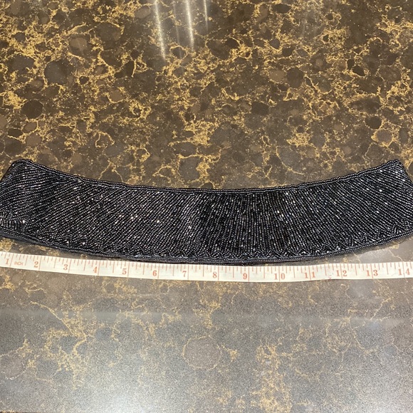 Le Regale Vintage black seed bead Velcro belt 33.5” long! Velcro closure adj. - Picture 5 of 11